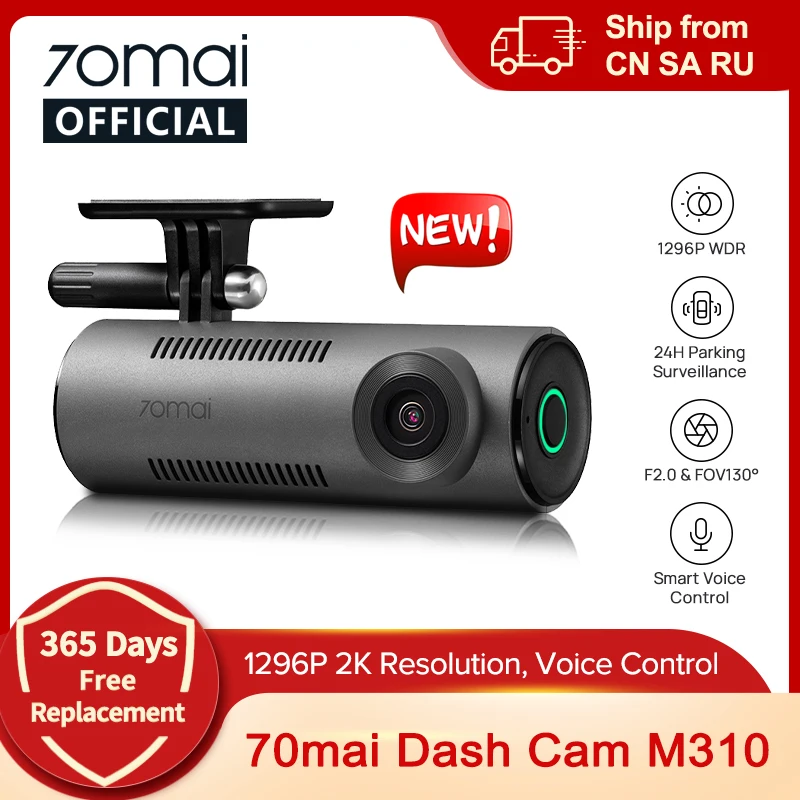 【Nuevo】 70mai Dash Cam M310 1296P Resolución 130 ° FOV Control de voz inteligente compatible 24H Guardia de estacionamiento Visión nocturna 70mai