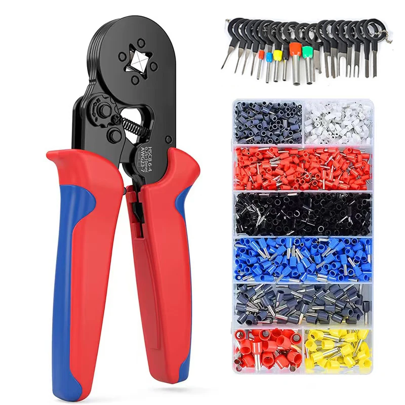 1900Pcs Tube Terminal Crimping Tools Ferrule Crimping Pliers HSC8 6-6 Electrician Clamp Household Sets Fixtures Wire Tips