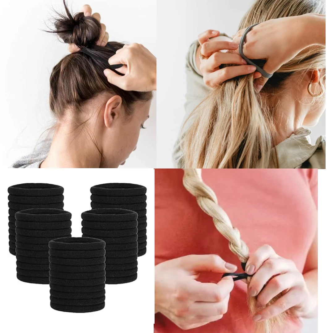 50/100pcs Thick Seamless Hair Ties, Ponytail Holders Hair Accessories, No Damage, for Thick Thin Hair Women Girls