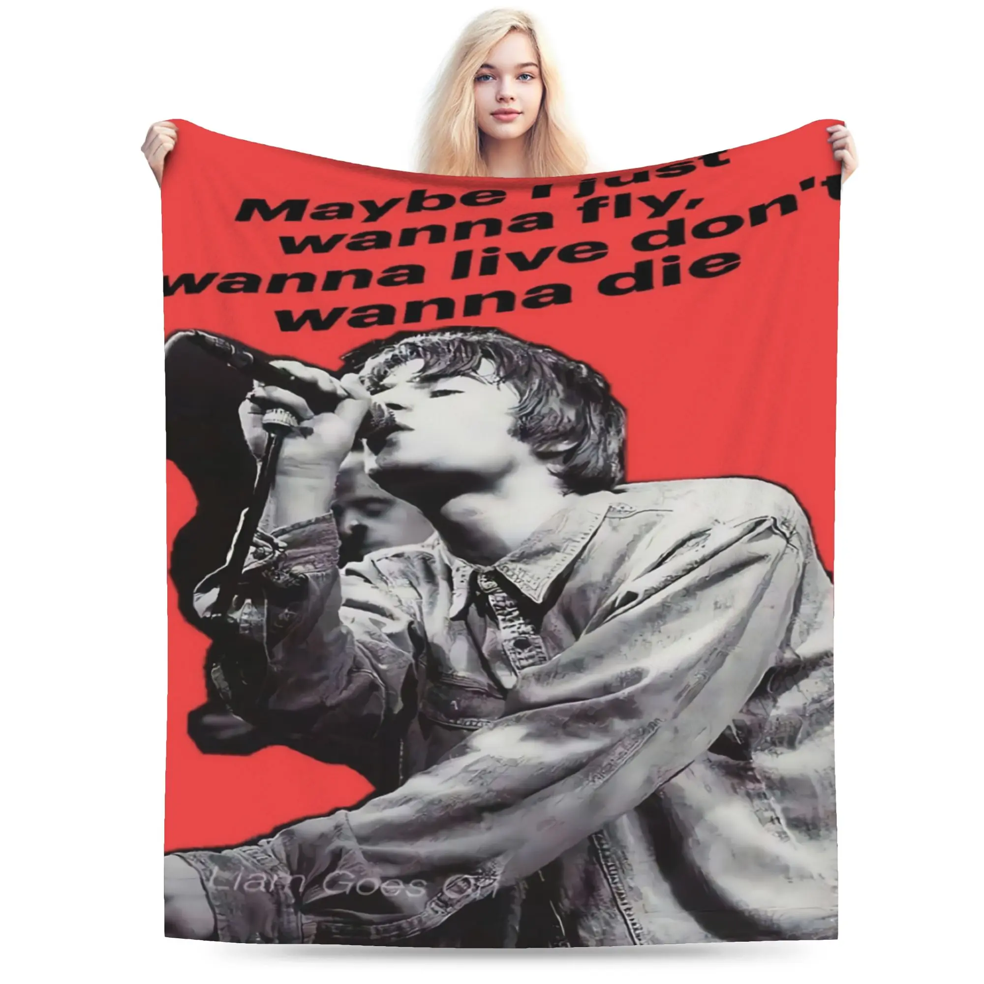O-Oasis Rock Band Flannel Blanket Spring  Warm Soft Throw Blanket for Children Bedroom Funny Bedspread Sofa Bed Cover