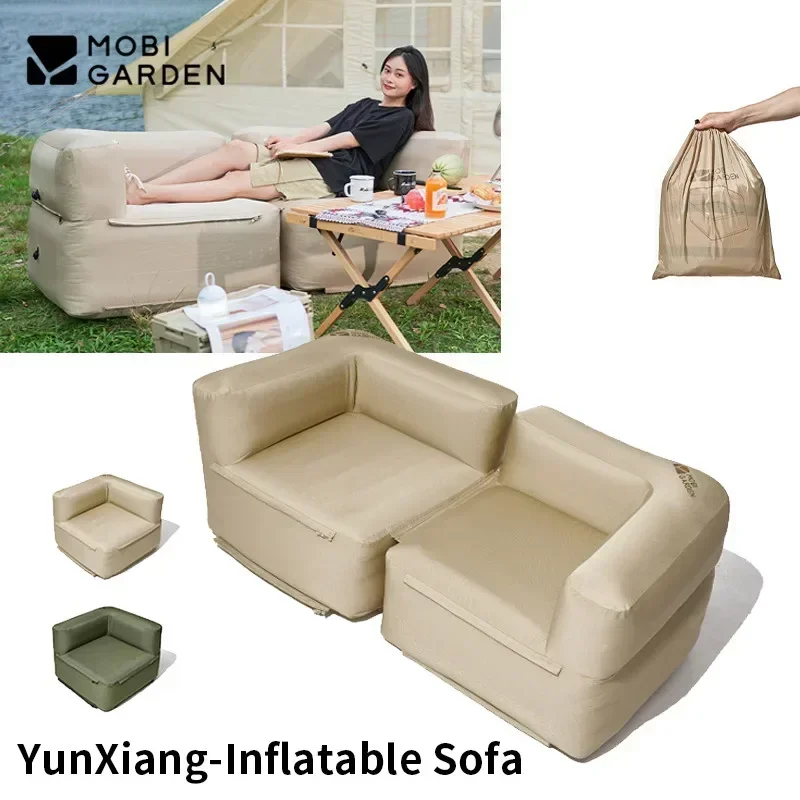 

MOBI GARDEN Inflatable Sofa Camping Chair Portable Stitching Lazy Sofa Outdoor Park Picnic Leisure Air Cushion bed Oxford Cloth