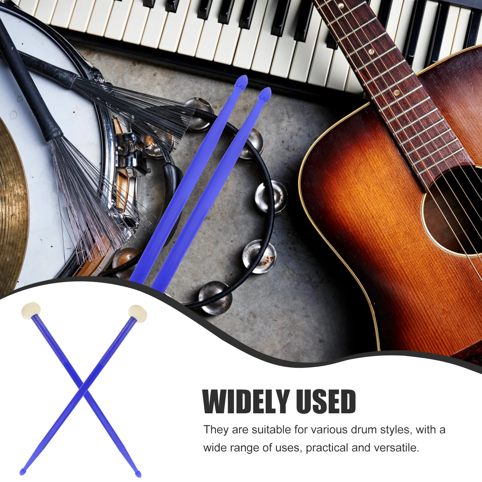

1 Pair Double-End Nylon Drumsticks Lightweight Practical Percussion Sticks For Stage Performance Smooth Surface Music