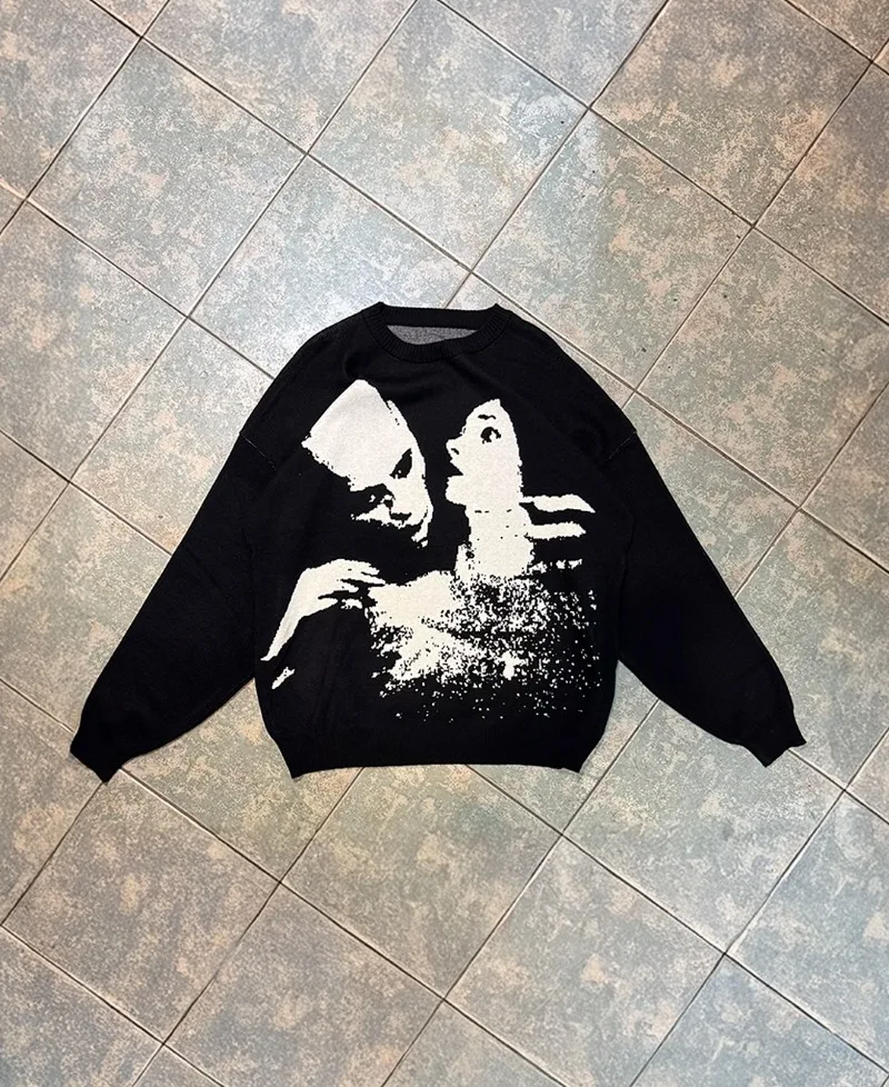 الظلام القوطية الرجعية Harajuku شارع العليا الخريف والشتاء معطف شتاء الرجال Y2K موضة عادية الهيب هوب روك شريط فضفاض المرأة