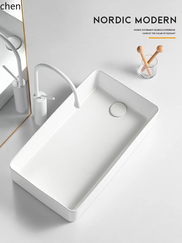 

LXC Side Drain Basin Household Square Wash Basin Balcony Washing Machine Deepened Face Washing Basin