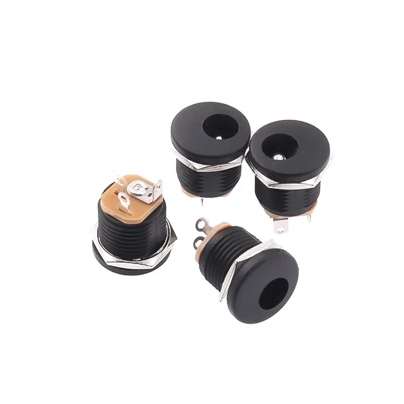 

100PCS DC-022 5.5x2.1MM DC Power Socket 3Pins 5.5*2.5mm Screw The Nut DC Connector 5.5*2.1 Round Hole Interface Panel Socket