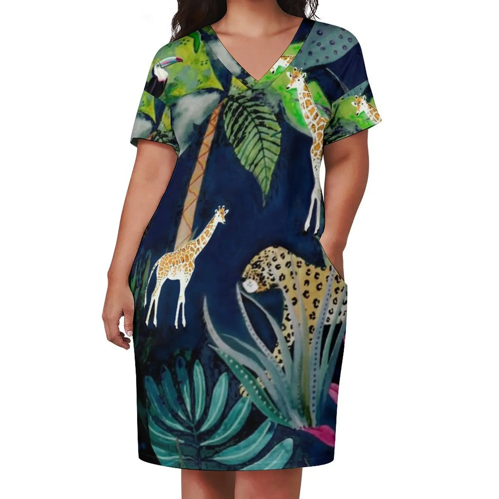 Jungle Theme Design Loose Pocket Dress dress dresses loose summer dress Prom gown summer outfits for women 2024