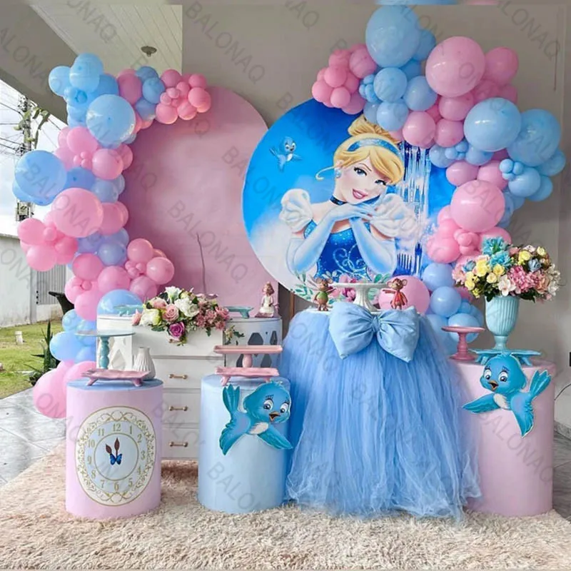 104pcs/Set Disney Princess Cinderella Balloon Garland Arch Kit Blue Pink Balloons Birthday Baby Shower Wedding Party Decoration