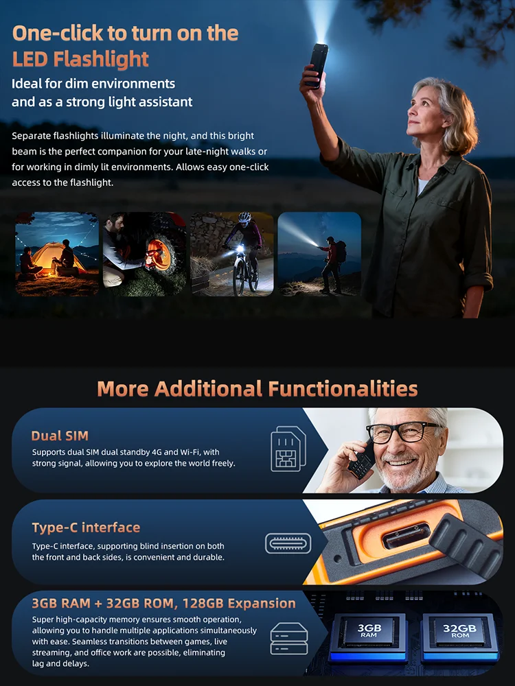 HAMTOD H6 IP68 Rugged Smart Phone 2.83’’ Screen 3GB+32GB 3000mAh Dual-camera setup Android 11 Support VoLTE Cellphone 4G