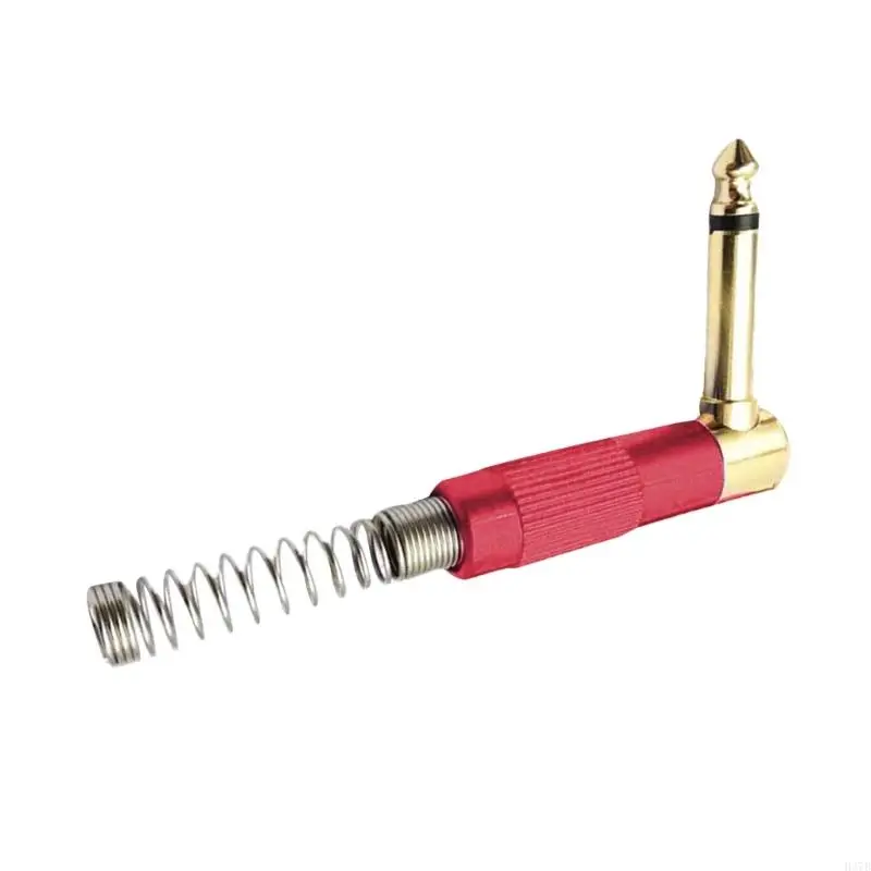 H37B 1/4 "AUX AUX 6.35 mm Mono Mono Conector Adaptador resorte 90 grados Adaptador enchufe guitarra para amplificadores