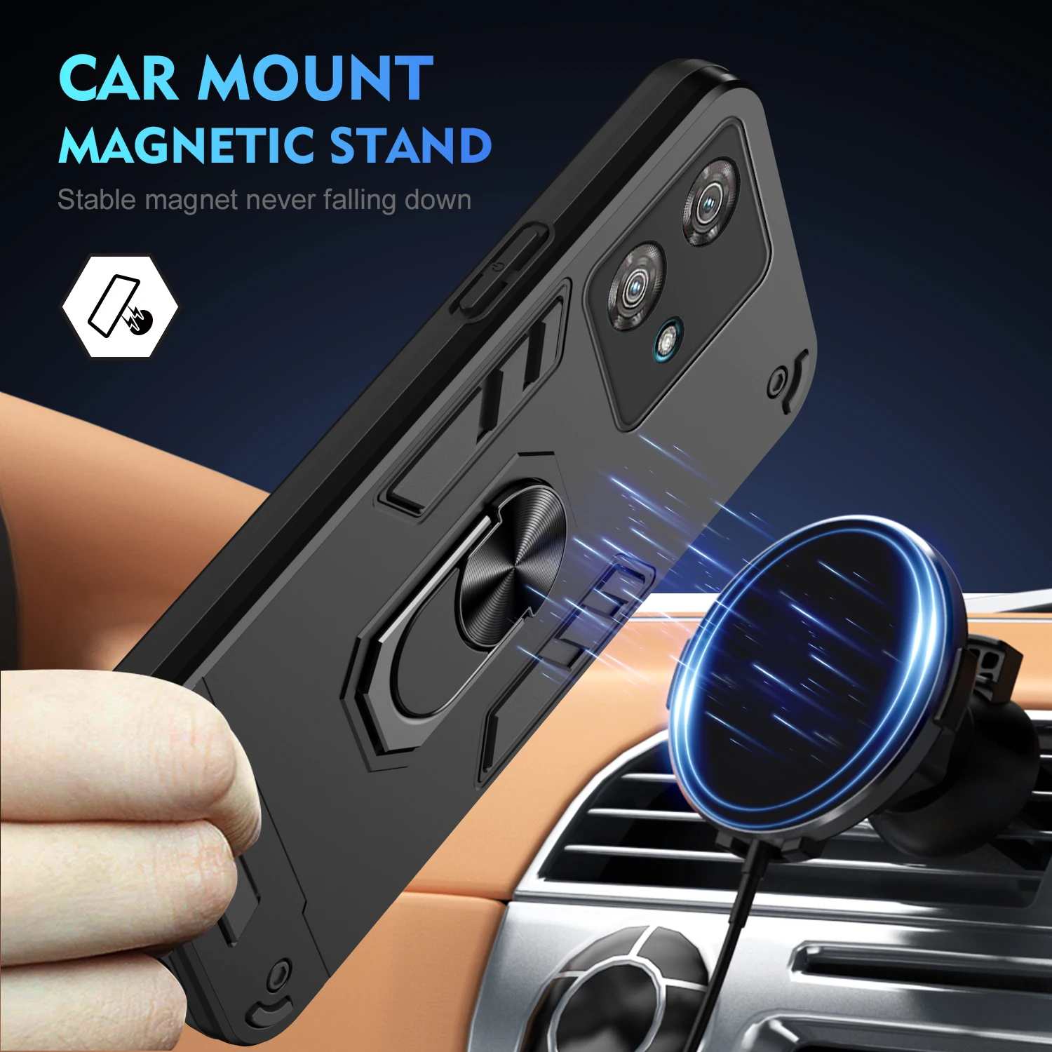 Magnetic Phone Holder Case for MOTOROLA Moto Edge 40 30 Pro Neo Fusion Cases Luxury Protect Bumper Back Cover view 2
