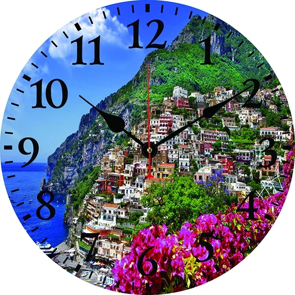 Italian Landscape Wall Clock Modern Design Living Room Bedroom Office Decoration Kitchen Clock Art Wall Watch Home Decor