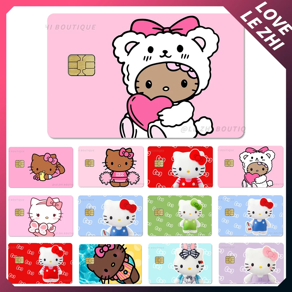 

Cartoon Kawaii Hello Kitty Credit Card Skin Party Stickers for Visa Bank Card Bus Metro Access Card Pvc Waterproof Decal Gift