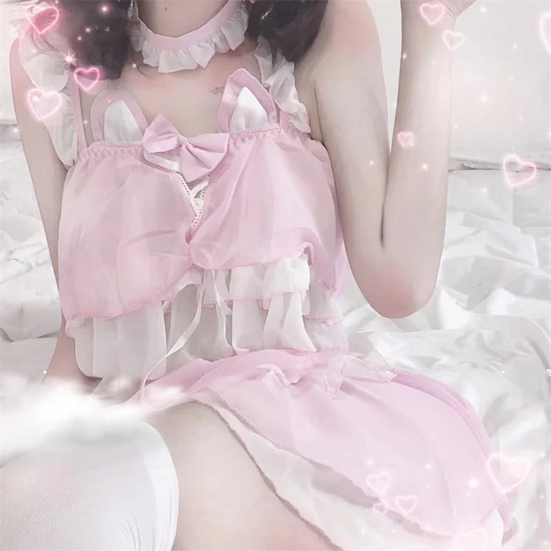 ملابس داخلية مثيرة لفتاة الأرنب التأثيرية ملابس داخلية مثيرة بدلة على شكل أرنب ملابس داخلية جذابة ملفوفة على الصدر هدية حلوة للحبيبة المرأة زائد #4