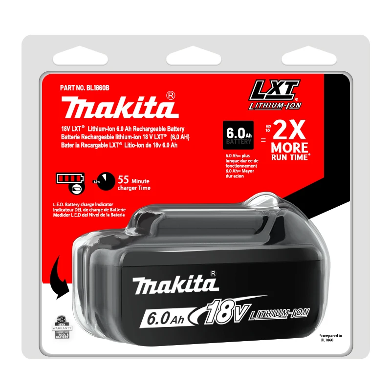 Makita 18v 5AH 6ah rechargeable lithium-ion battery bl1850, long-range tool battery, Makita charger 18v bl1860 bl1840 battery