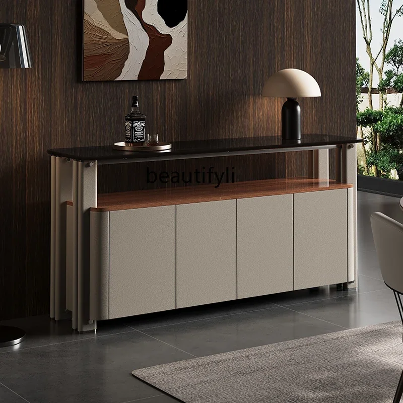 

Side cabinets, walnut solid wood lockers, leather finishes, villa furniture