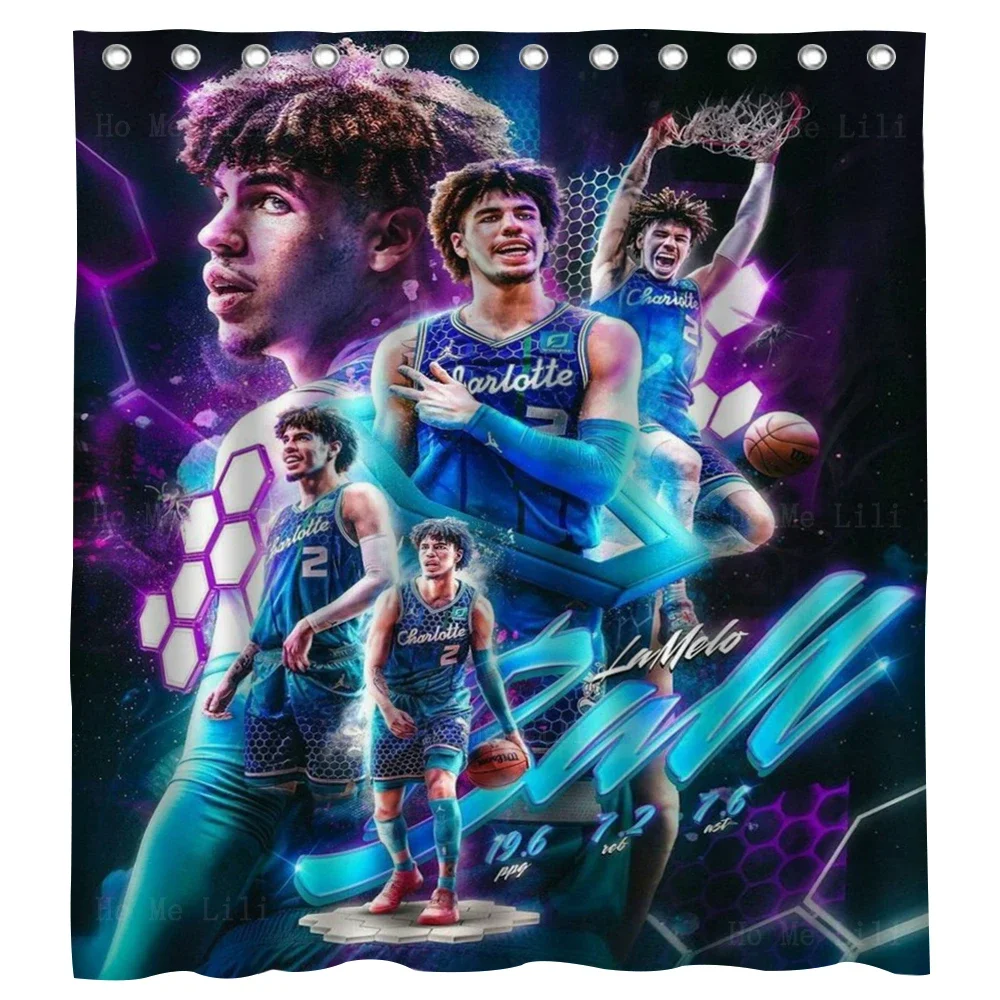 Legendary Sports Player Poster Ball And Morant Inspirational Basketball Art Stars Athletes Shower Curtain Bathroom Decor