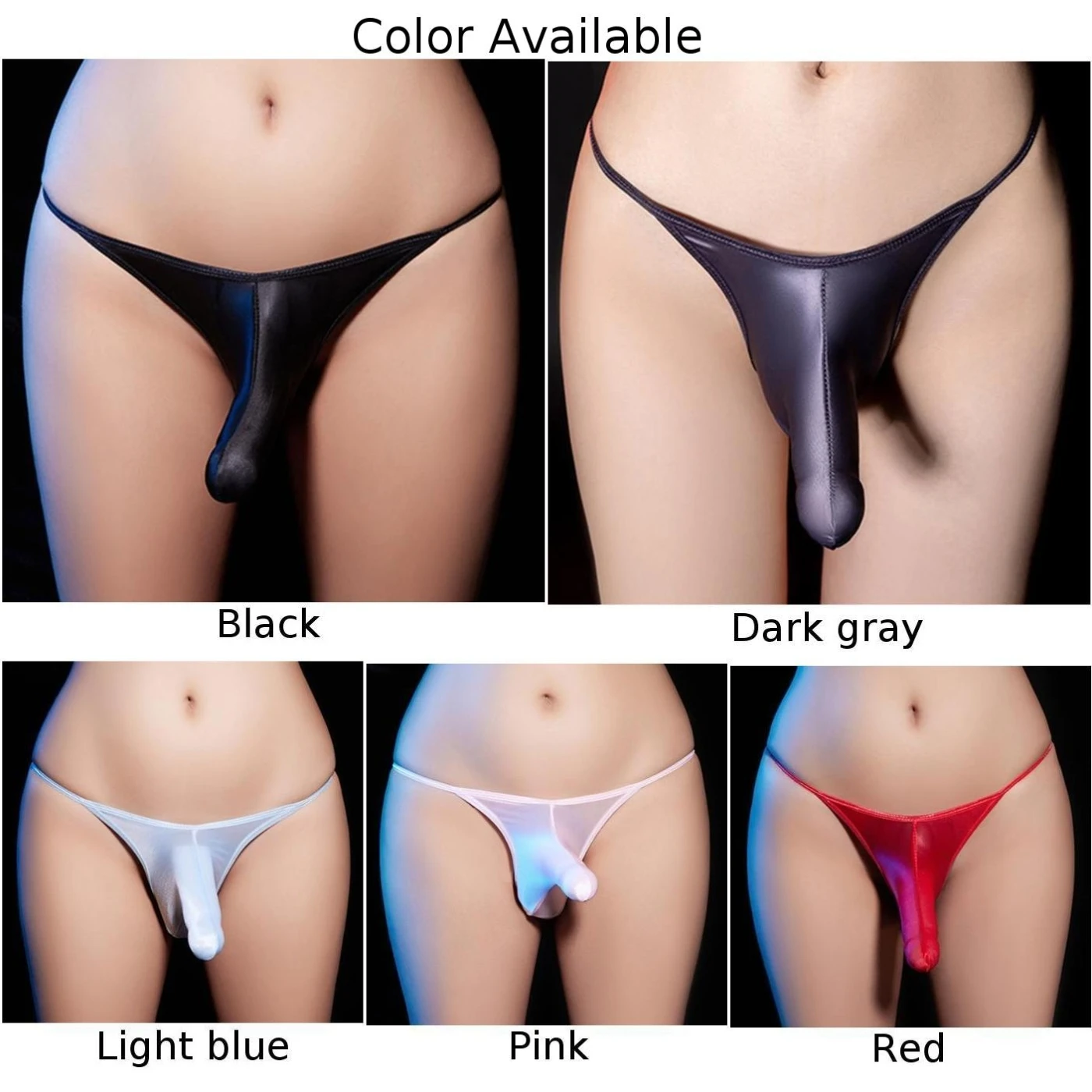 Mens Thongs And G Strings Sexy Low-waist Briefs Silky Pouch Sheath Panties Shiny Glossy Trunks Underpants Thongs Underwear