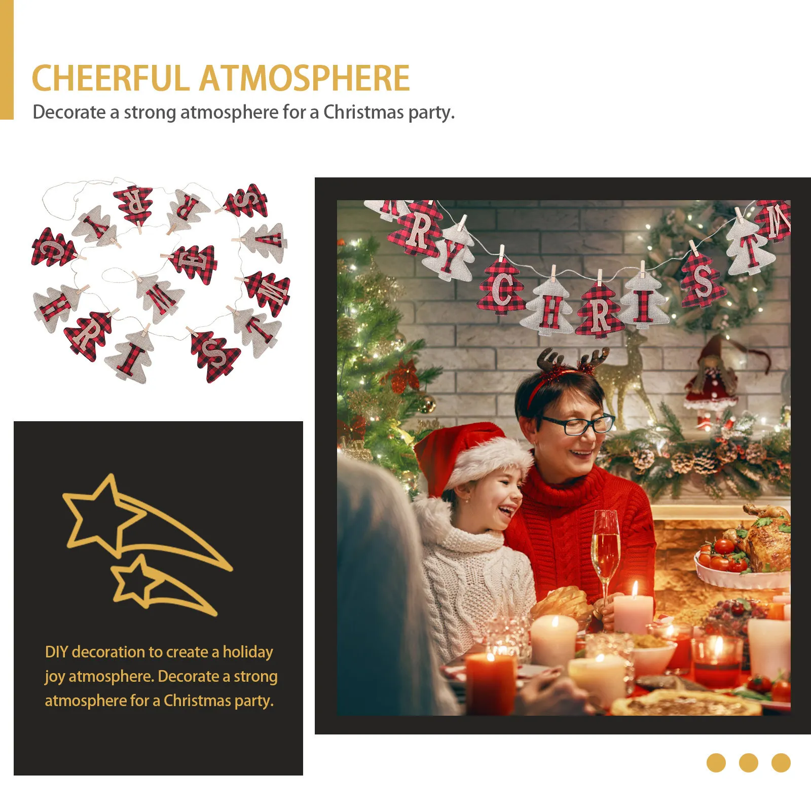 

1pc Christmas Tree Bunting Flag Xmas Pendant Hanging Banner For Party Festival Decoration Christmas Decor Supplies