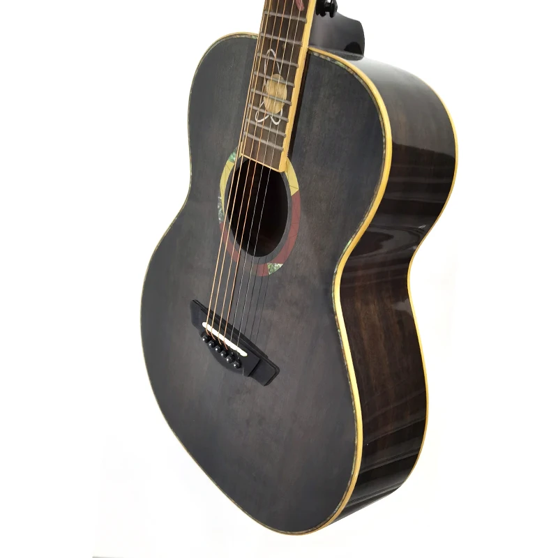 36-Inch Glossy Antique OM Style Acoustic Guitar Solid Spruce Top Mahogany Body Indian Rosewood Fretboard Good Sound OEM