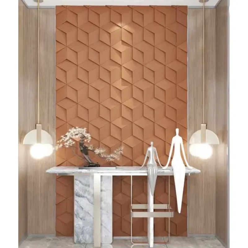 High Quality Customizable Hotel Home Decoration Real 3D Carving Art Leather Wall Panel