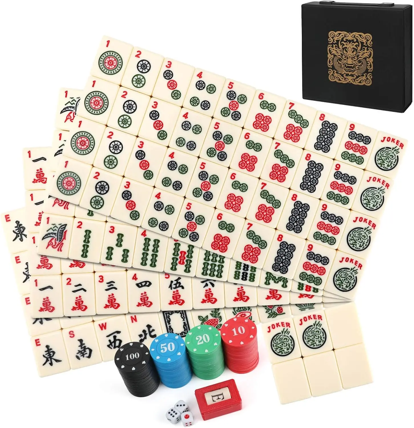 

166-Piece American Mahjong Set with Storage Case, Instructions & Chips, Family Game