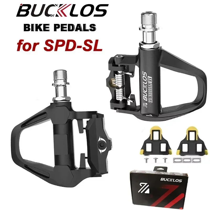 BUCKLOS Pedal kunci sepeda, Pedal tanpa penjepit untuk SHIMANO SPD-SL sepeda jalan mengunci sendiri dengan cleat suku cadang bersepeda