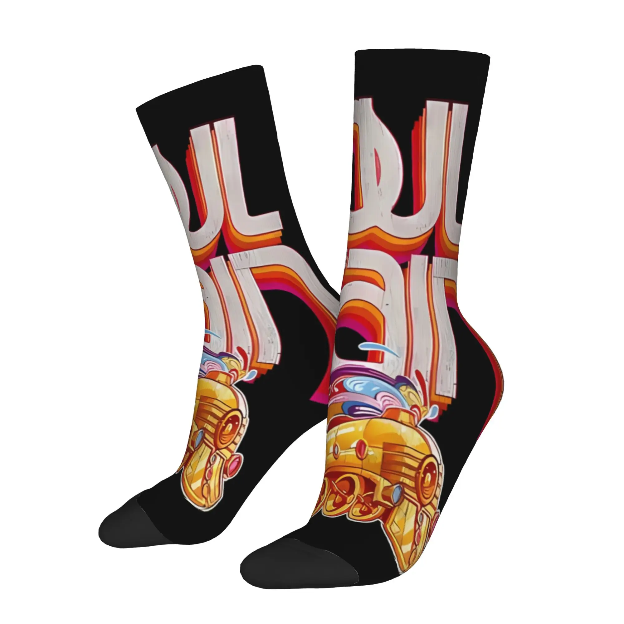 

1 пара забавных носков Soul Train, стильные винтажные качественные мужские носки с принтом, повседневные мужские носки