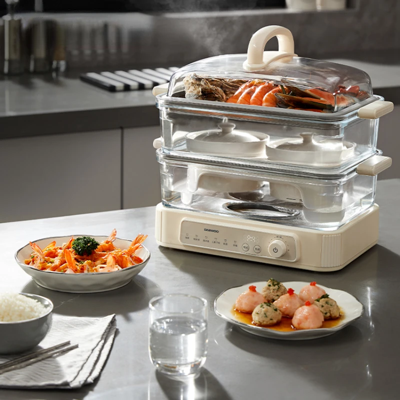 Glass Electric Steamer Multi-Functional Reservation Three-Layer Steaming Integrated Stainless Steel Steam Box Large Capacity