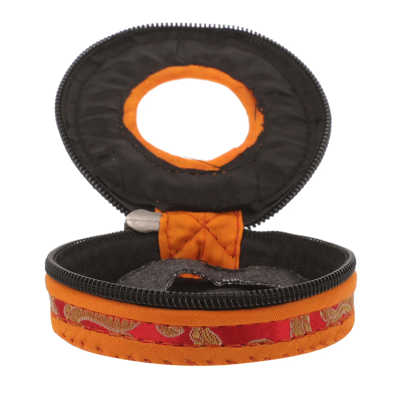 Finger Cymbals Bag Handmade Embroidered Cloth Material Fit For Tingsha Bell Zipper Pouch Protector Case Holder Instrument