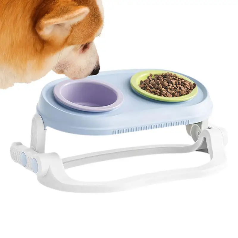 

Double Bowl Feeder Dog Bowls Elevated Double Bowl 15 Tilted Adjustable Feeding Bowls Pet Bowl Feeder Raised Bowl for Cat Large