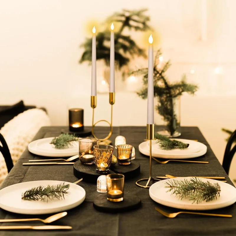 3D Taper Long-pole Candles Lights LED Flameless Pointed Candle Light Battery Electronic Tealight Wedding Christmas Party Decor
