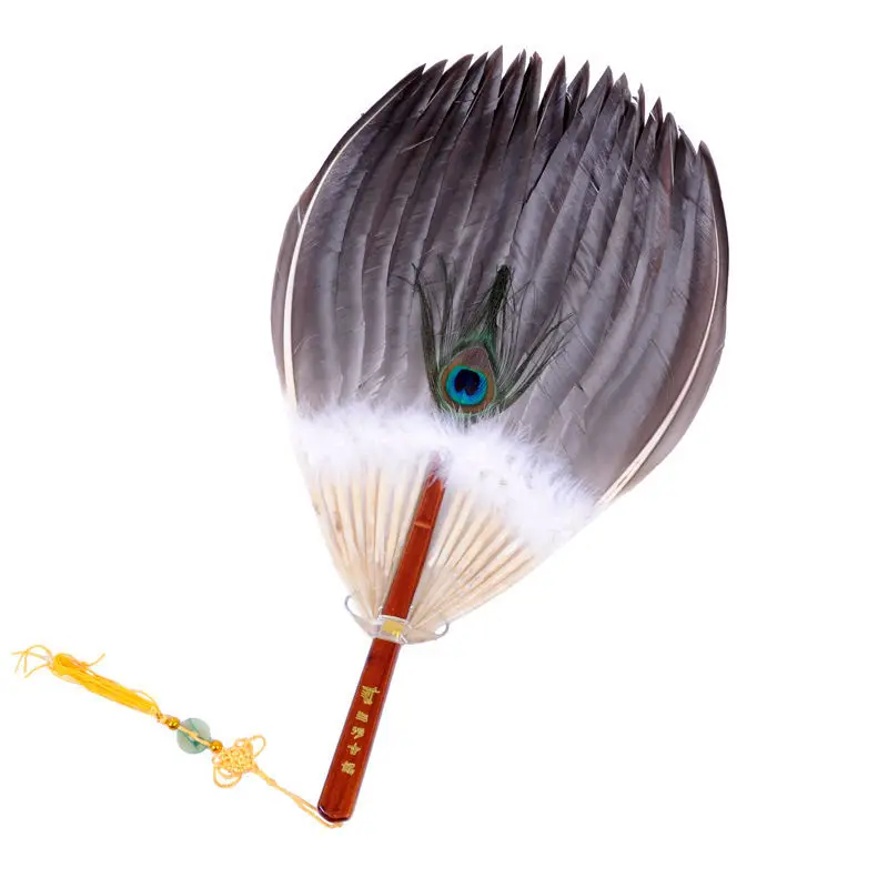 Handmade Crafts Integrated Lens Feature Fan Zhuge Liang Feather Three-Layer Summer Durable Gossip