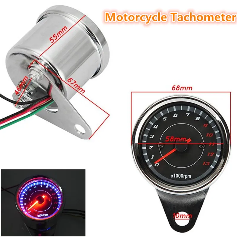 LED Backlight Motorcycle Tachometer Gauge For Suzuki Honda Harley Yamaha ...