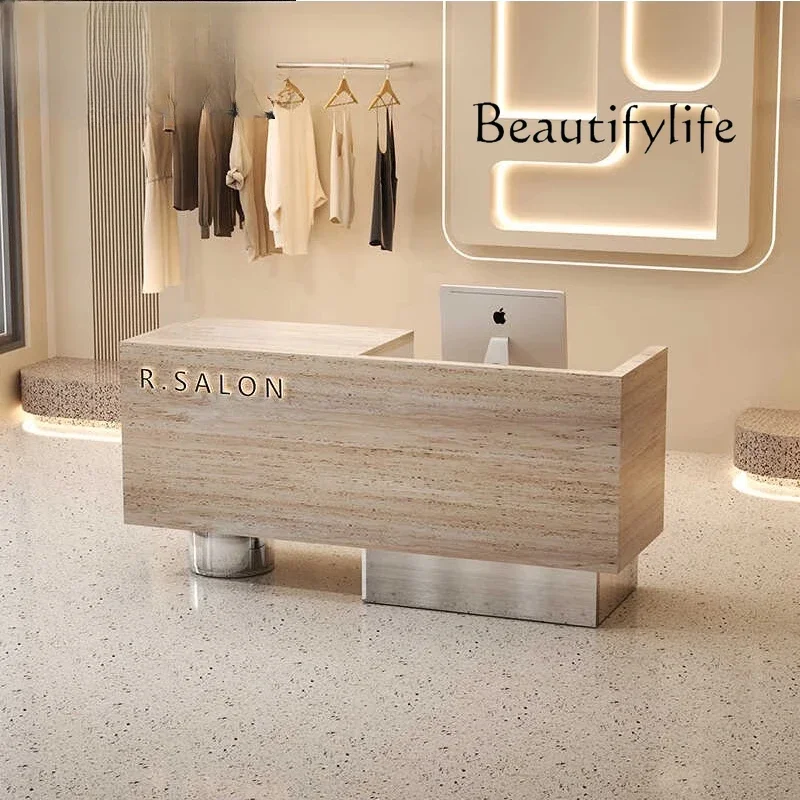 Checkout page Clothing shop  counter Imitation travertine Simple front desk Clothing shop Beauty shop Reception High-end counter