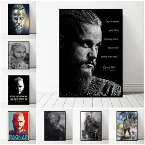Lienzo motivacional arte de pared rey ragnar lothbrok citas de leyendas estampados de póster para decoración de la sala de estar vikingo de la pared inspiradora 6 Mejores reyes de las mejores ventas - №5