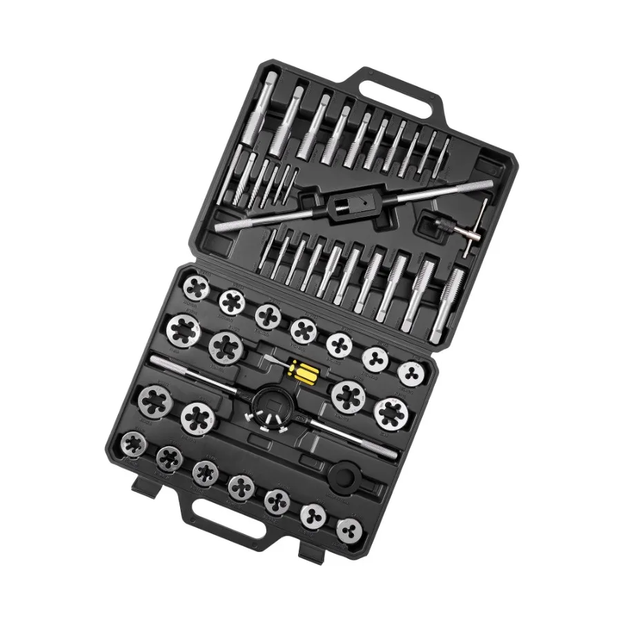 

51-Piece Tap and Die Set SAE Sizes 1/4 to 1 Includes Coarse and Fine Thread Tools Wrenches Accessories and Storage Case Made of