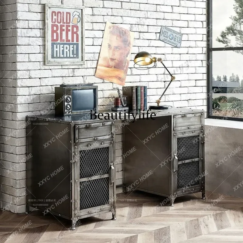 XIndustrial style desk computer e-sports table wrought iron retro writing desk learning creative desk