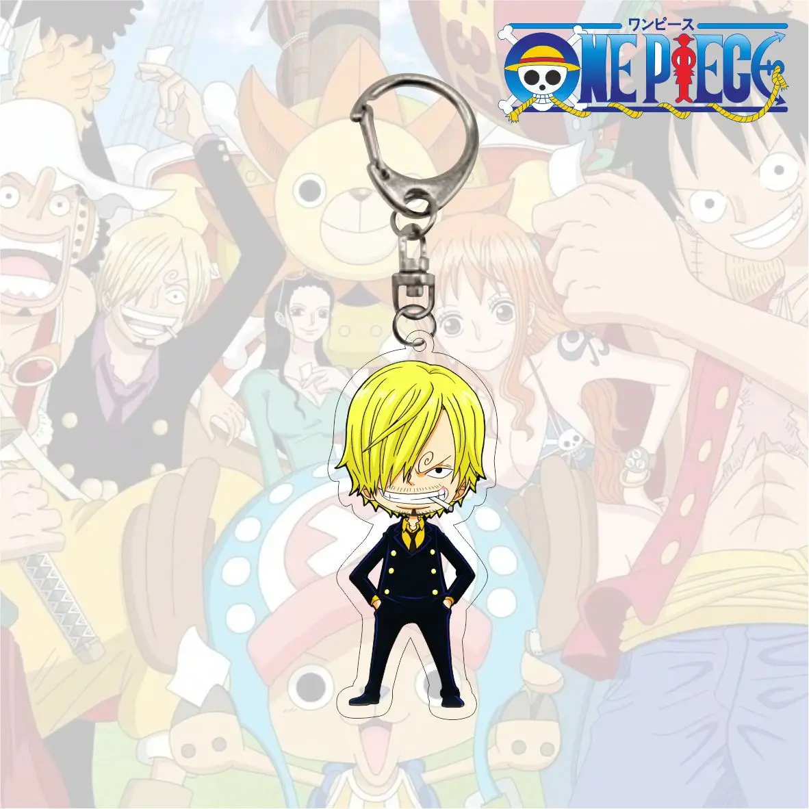 One Piece Anime Keychain Cartoon Figure Monkey D Luffy Roronoa Zoro Acrylic Badge Pendant Keyring Kawaii Jewelry Accessories