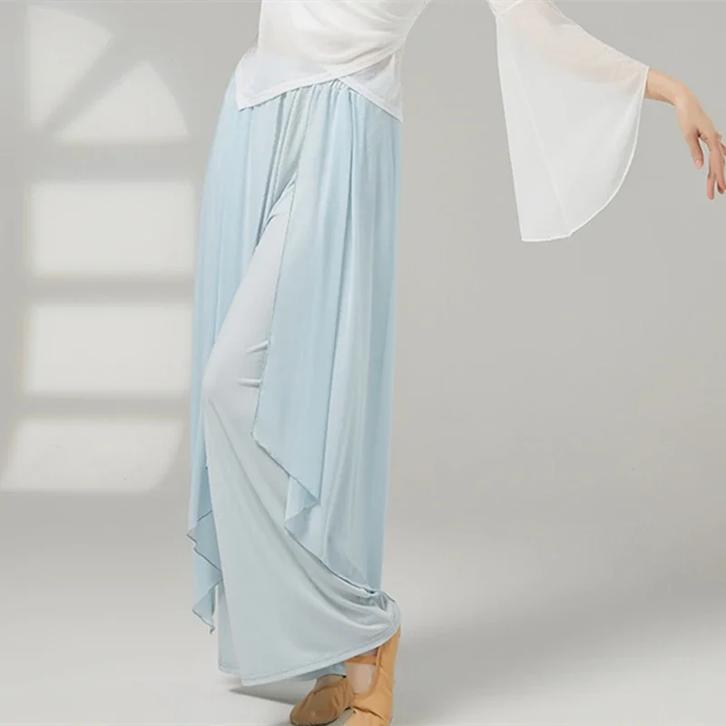 

Женские классические брюки, двухслойные брюки с эластичной резинкой на талии, костюм для классических танцев, сетчатая юбка, танцевальная одежда для выступлений