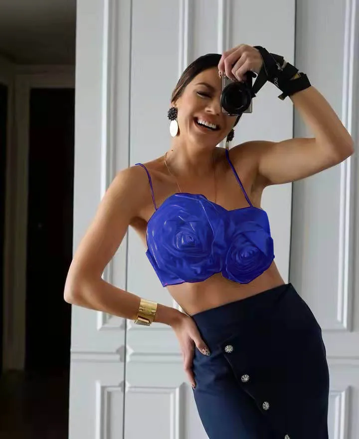 Sexy Floral Design Women's Vest Top with Small Susps ort Sle Commute Faion Pure Color Summer  Slim Fit