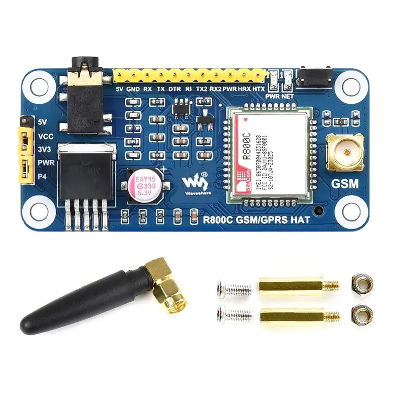 Waveshare For Raspberry Pi Zero 2 W 3 3B 4 5 Accessories Expansion Board 2G Network R800C GSM GPRS Breakout Shield HAT Kit