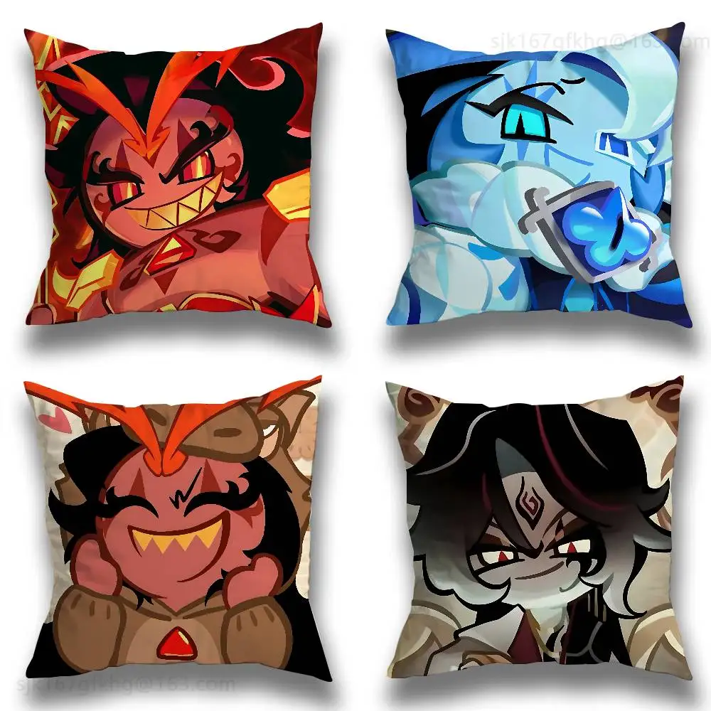 Game C-Cookie Run Round Pillow Case Square Double-Sided Printing Short Plush Sofa Cushion Cover Bedroom Bedside Pillow