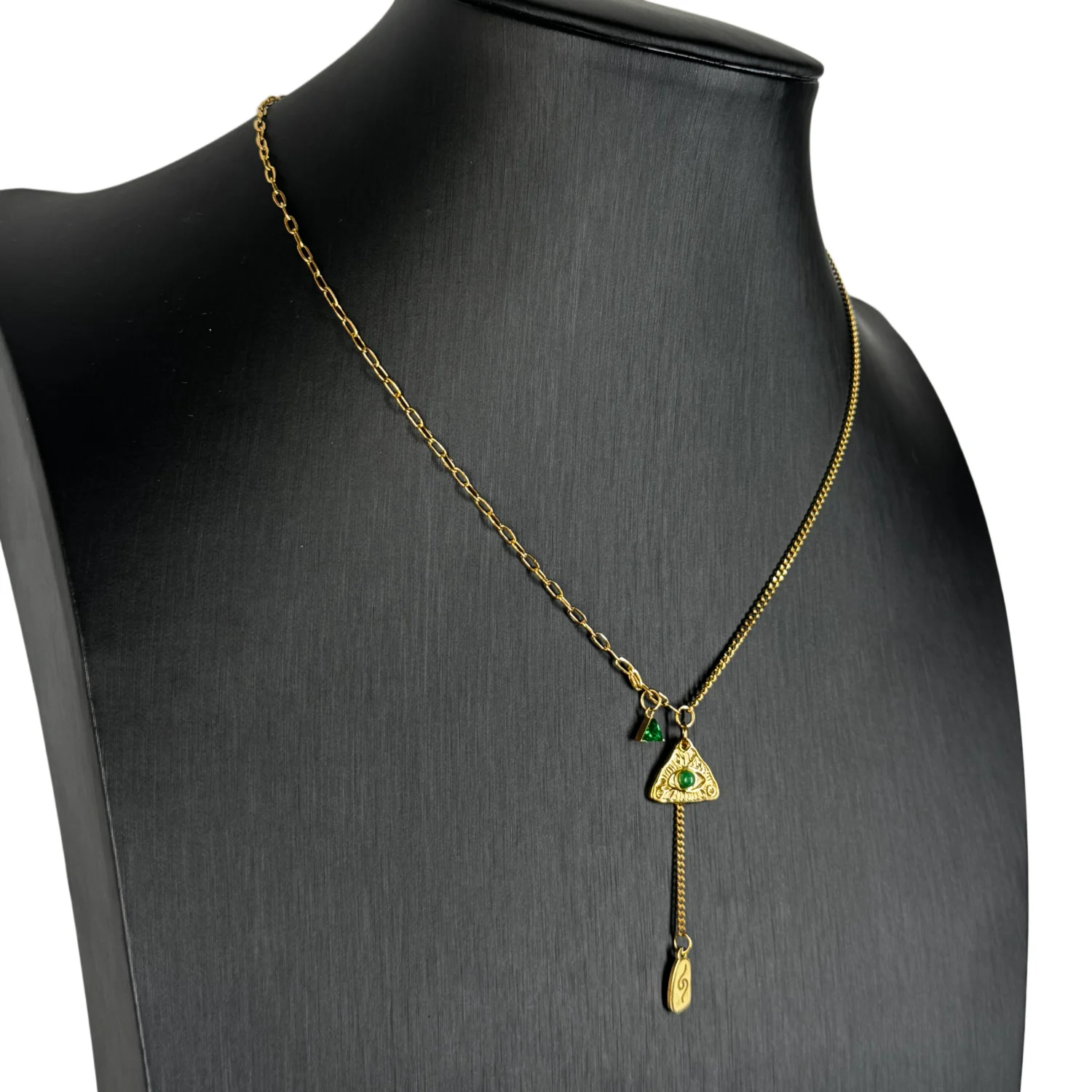 Image of Gothic Punk Kegelspitzen-Choker-Halskette mit schwarzen Achat-Röhrenperlen und Nietenkragen für Herren und Damen – Grunge Alternative Streetwear Schmuck