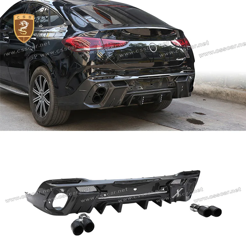 

Car Rear Bumper Blade Lip Spoiler Splitter Guard Protect Cover For Benz GLE Couple 2020 2021 2022 Larte Style Exterior Parts