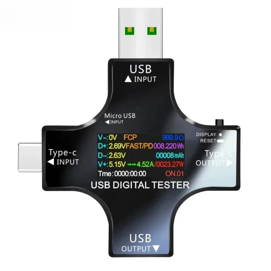 8.0A USB Tester DC Type-C PD Digital Voltmeter Amper Voltage Current Monitor Ammeter Detector Power Bank Charger Capacity Meter