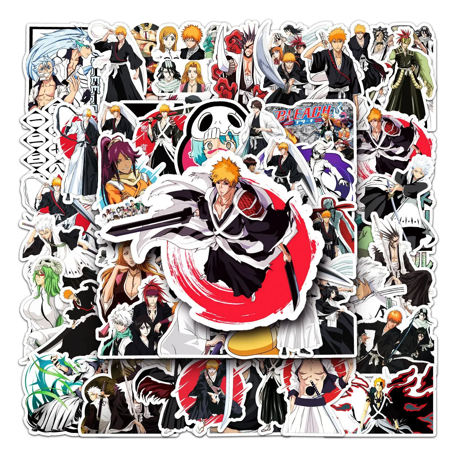 50/30/10PCS Kurosaki Ichigo Inoue Orihime Ishida Uryuu Popular Anime Peripheral Graffiti Creative DIY Luggage Sticker Waterproof