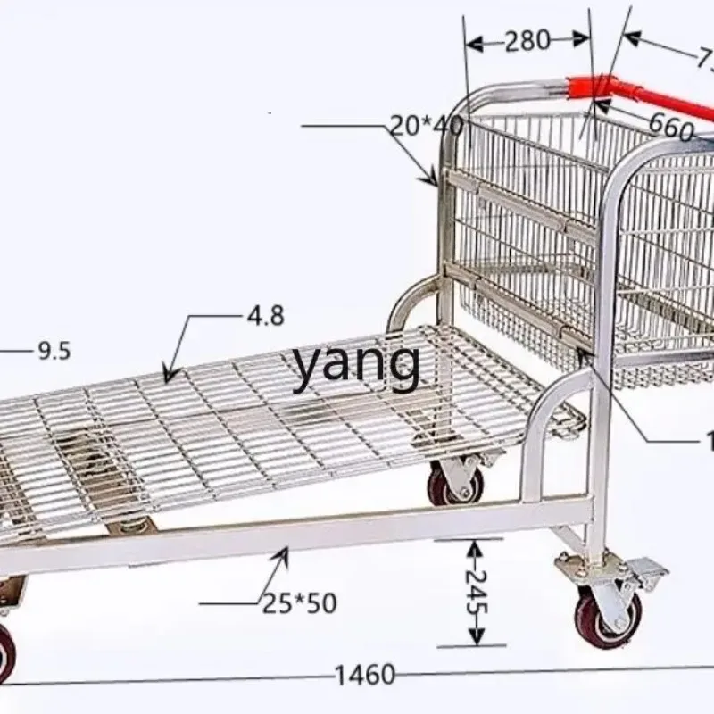 Ltt shopping mall cart universal double-layer trolley warehousing household truck tally