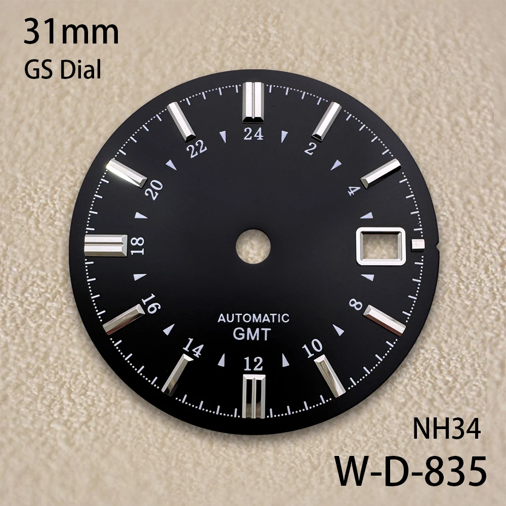 31mm GS Logo GMT Dial With Sun Pattern Grand S Dial Suitable For NH34/35/36 Movement High Quality Watch Accessories ﻿