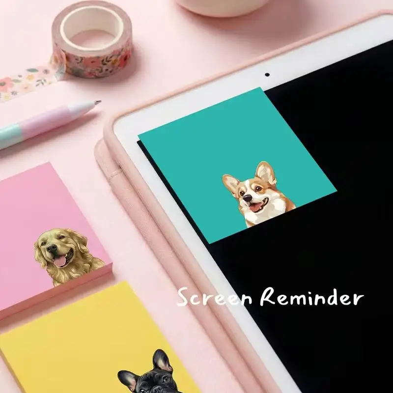 4 Random Packs Cute Dog Sticky Notes – Corgi, Frenchie, Retriever, Poodle Memo Pads for Students