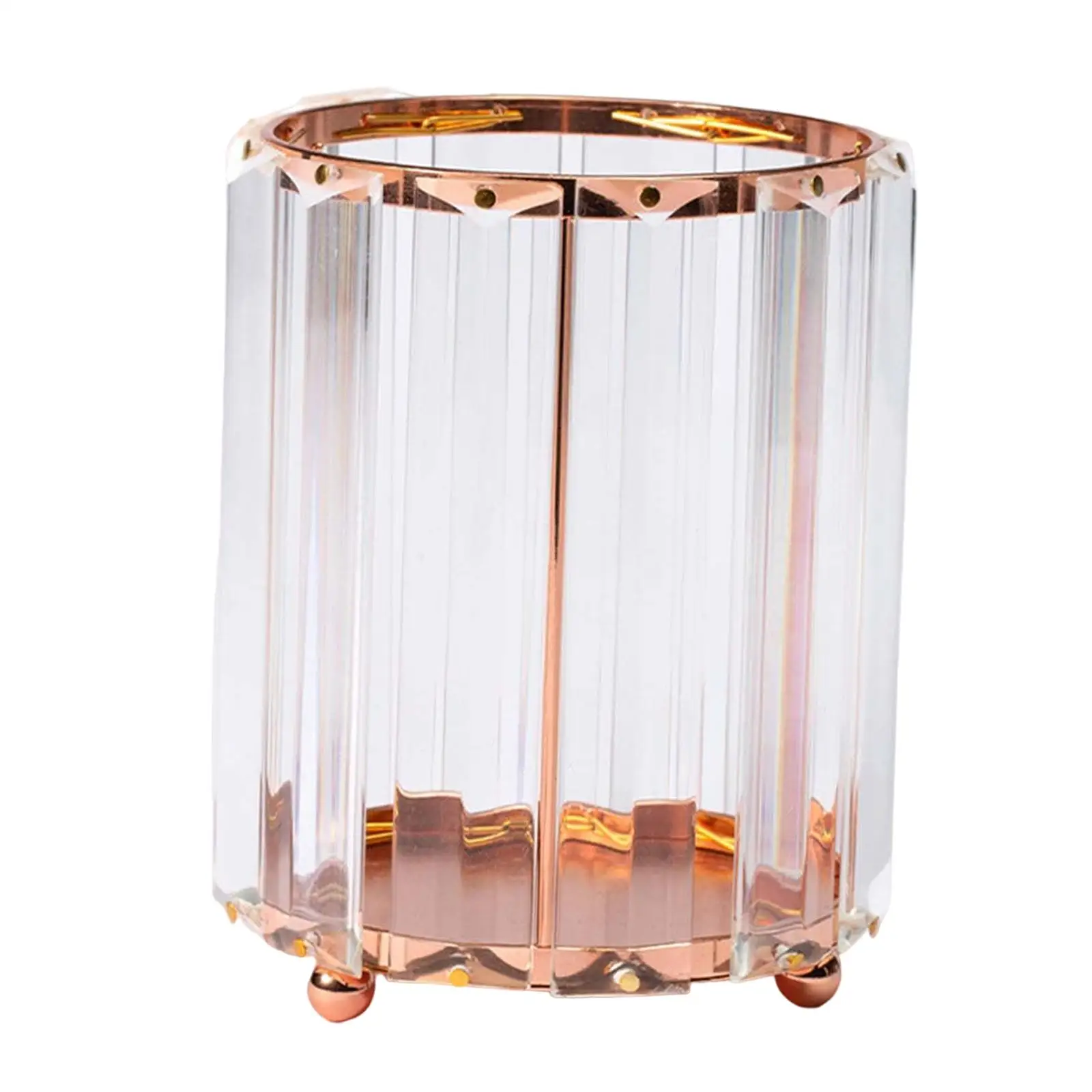 Crystal Makeup Nail Art Brush Cylinder Decoration Large Opening Desktop Storage Bucket for Pencil Pen Jewelry Holder Bedroom